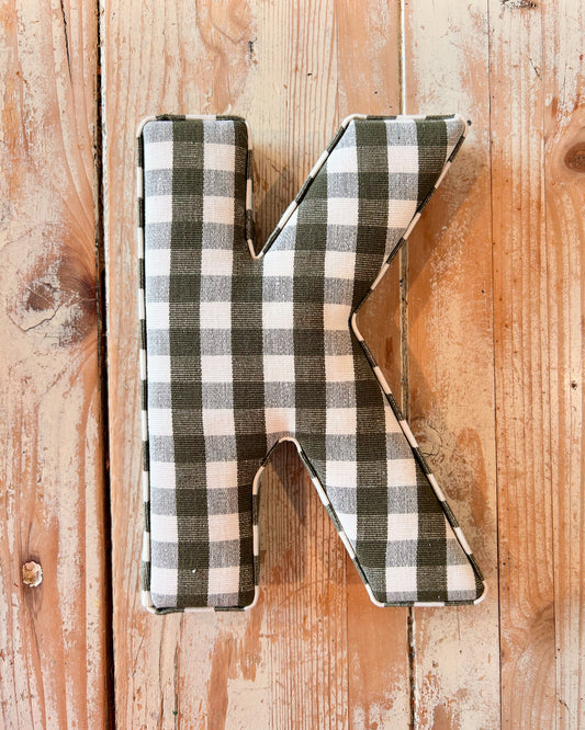 Olive Gingham Letter