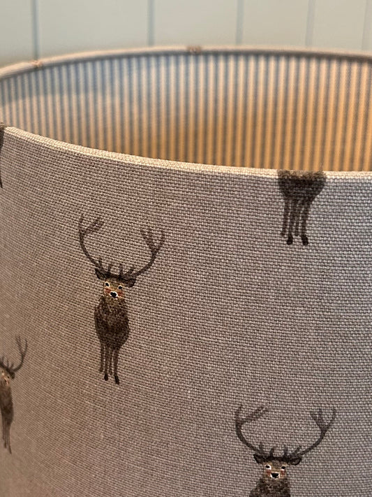 Highland Stags & Stripes Lined Lampshade 25cm Drum