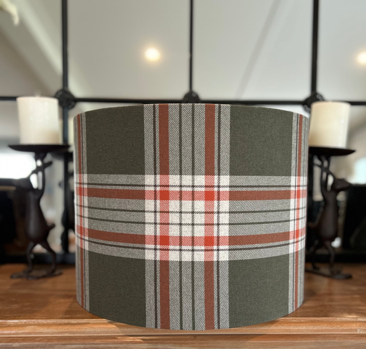 Green Tartan Drum Lampshade