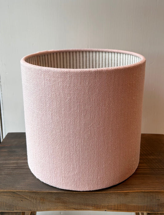 Pink and Natural Striped Lined 20cm Drum Lampshade