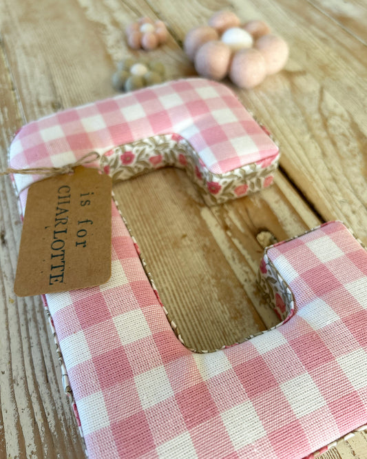 Pink & White Gingham Letter